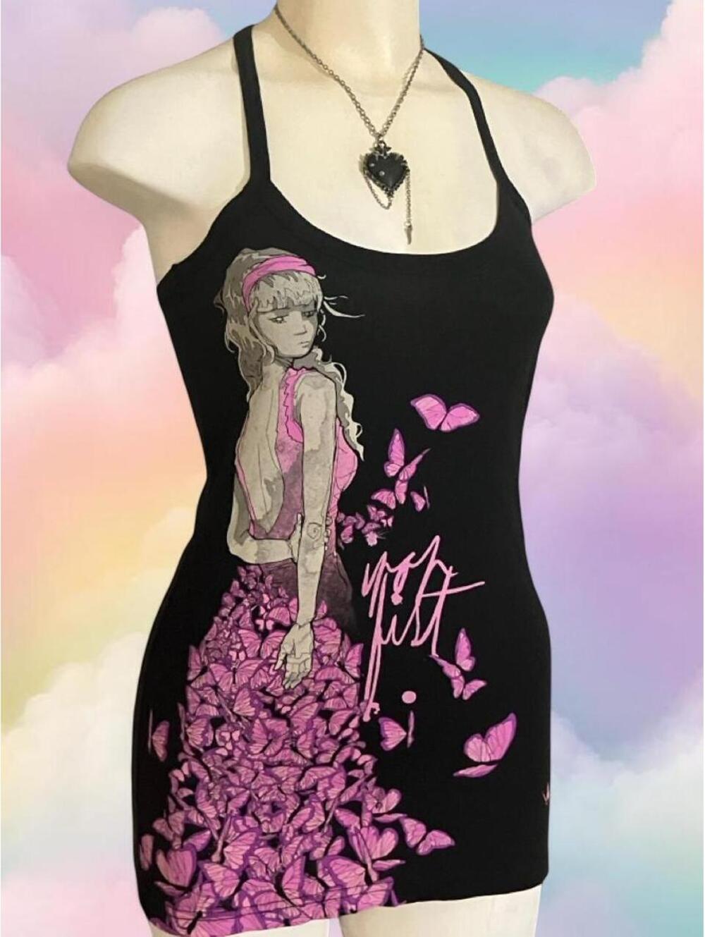 NWOT Y2K Iron Fist Pink Butterfly Tank Top